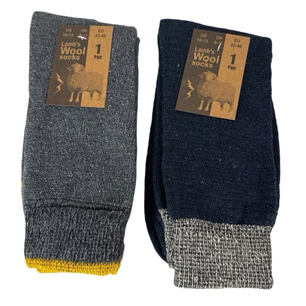 Lamb's Wool Blend Socks NEW Men's US 10-13 Lot of 2 Gray Calf Length 1400